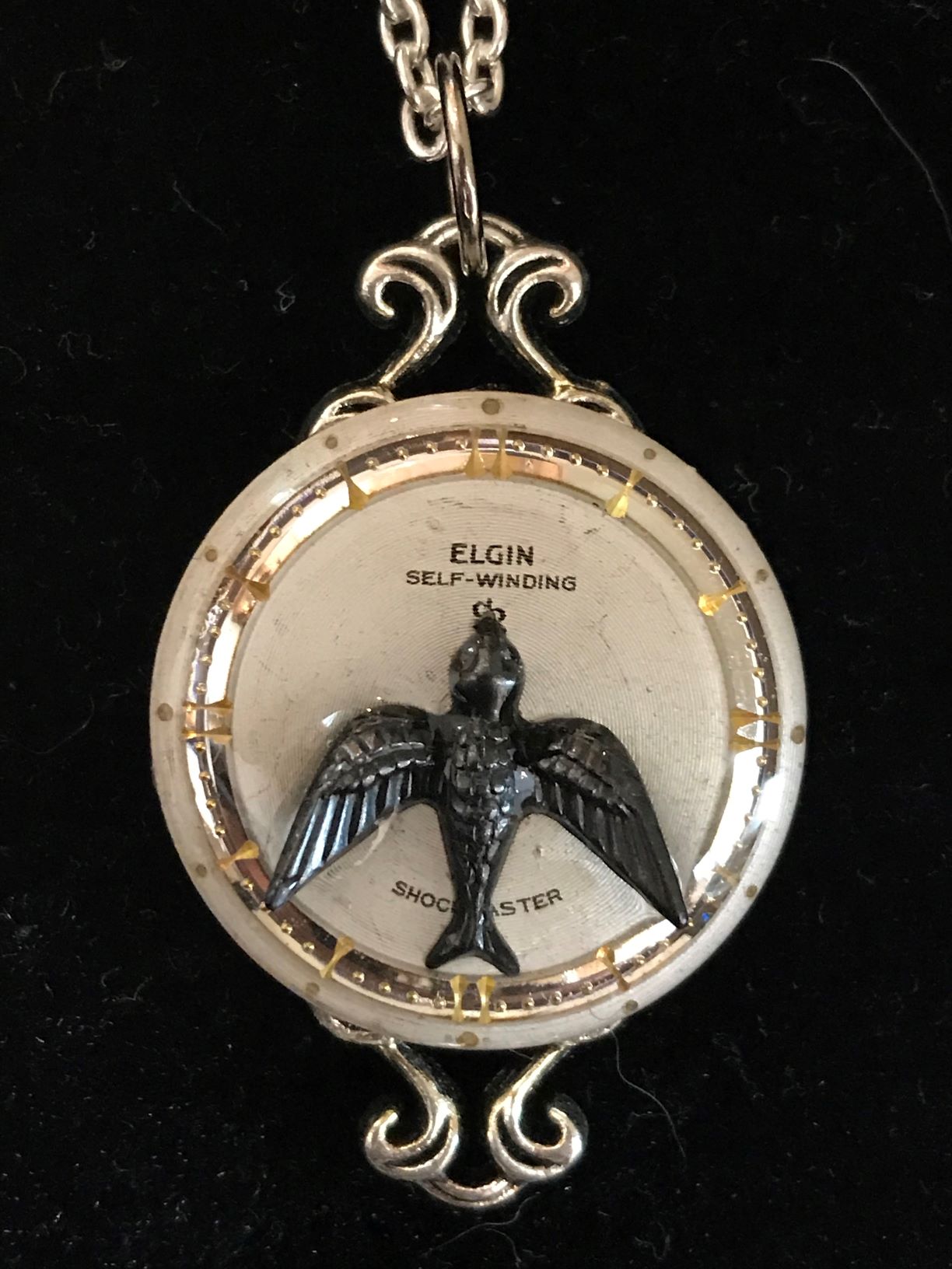 Bird Necklace with Elgin watch face