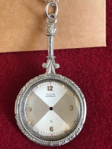 Elgin watch face in vintage magnifying glass Necklace