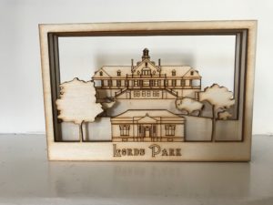 3D woodcut diorama Lords Park