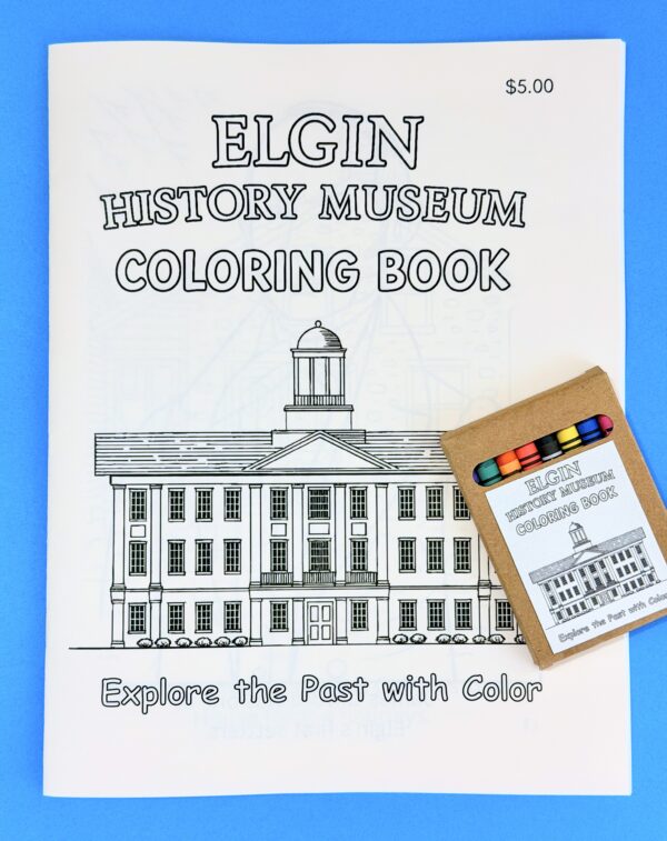 Book, Elgin History Coloring Book and Crayons